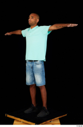 Whole Body Man T poses Black Jeans Shorts Slim Standing Studio photo references
